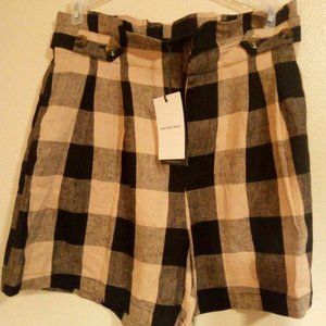 Who What Wear Black/Tan Checkered Paperbag High Waist Shorts Size 8